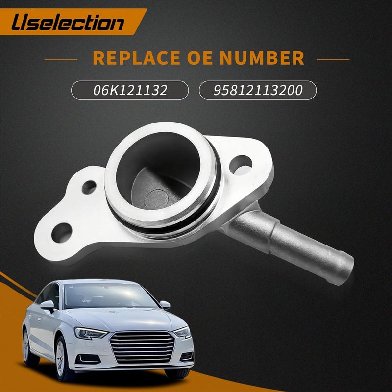 Uselection 06K121132 Aluminum Coolant Connector 06K121132J Replacement For Audi A1 A3 A4 A5 A6 A7 Q2 Q3 Q5 Q7 For VW Golf Jetta Passat Tiguan Polo Touran (Aluminum) - Image 2